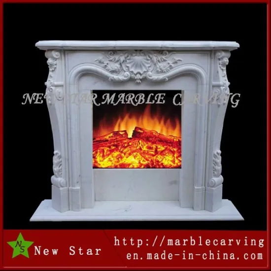 White Stone Fireplace Mantel Surround