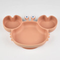 Placă de aspirație pentru bebeluși din silicon cu 3 compartimente în formă de crab