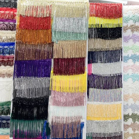 Wholesale Polyester Fringe and Tassel Lace Trims: 10-30cm Widths Available
