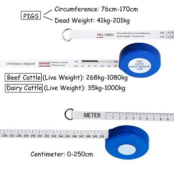 Tape instruction for 250CM Animal Weight Tape Measure