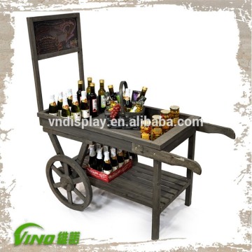 Weathering Wooden Cart For Displaying Beverage , flower wagon , outdoor flower cart