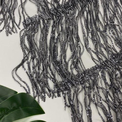 3D Sequins Embroidery On Mesh Fabric For Garment