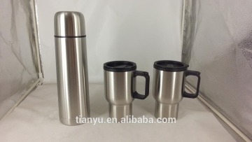 double wall stainless steel vacuum flask with mug ,gift set/promotional gift