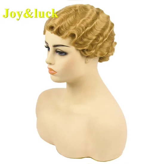 Golden Blonde Women's Wholesale Wigs Costume Ladies Hair Pixie cut Party Cospaly Wigs Natural Curly Short Synthetic Hair Wigs