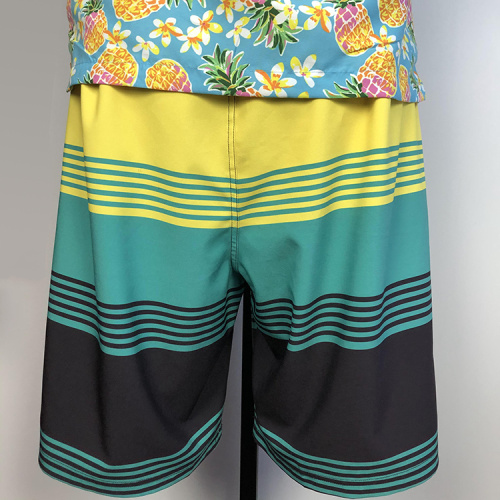 Multi-color striped male beach shorts