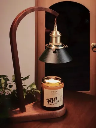 Retro Chinese Art Wooden Base GU10 Aroma Lamp Table Lamp with Scented Candles