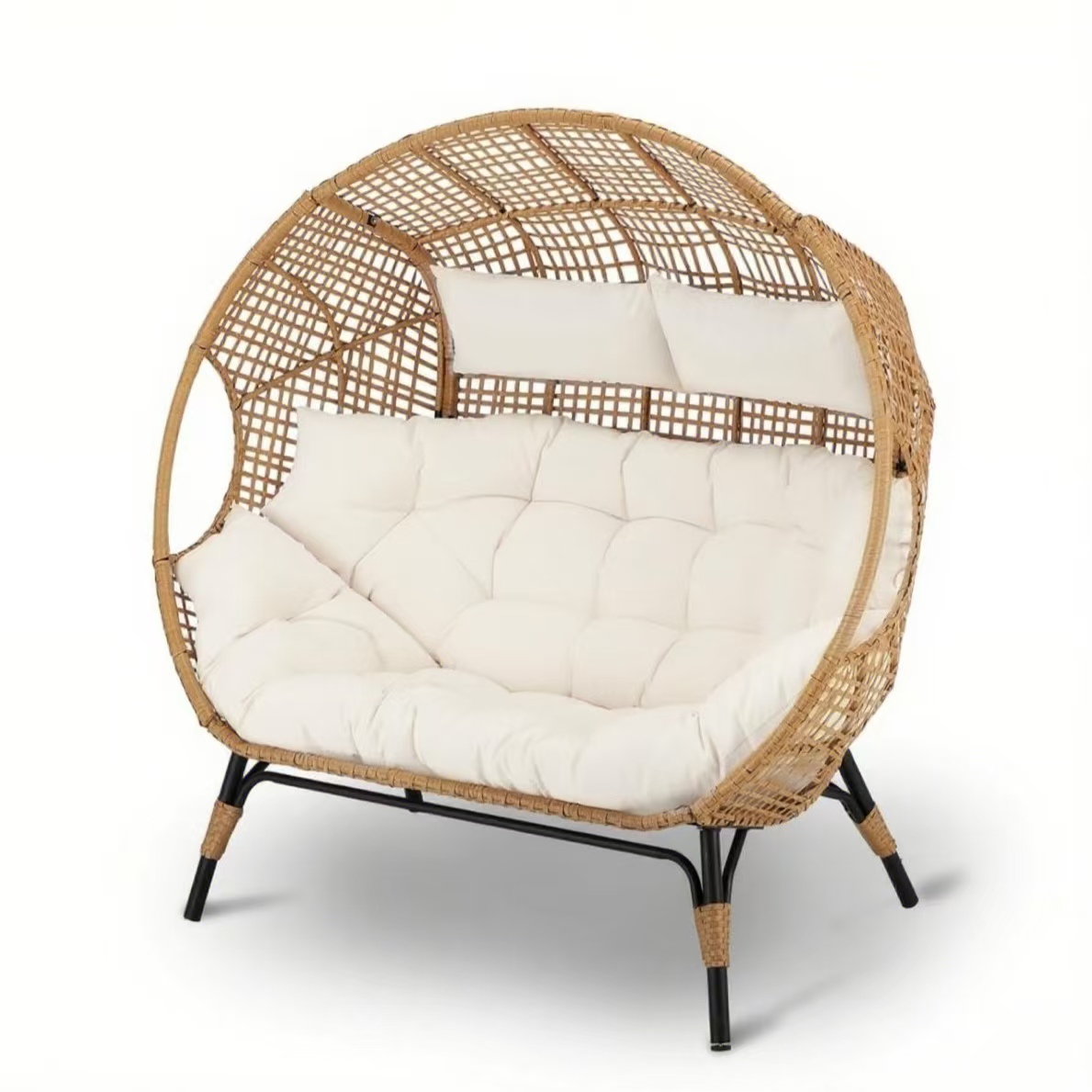 Outdoor Patio Egg Basket Chair with Iron Frame