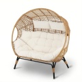 Outdoor Patio Egg Basket Chair with Iron Frame