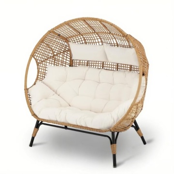 Outdoor Patio Egg Basket Chair with Iron Frame