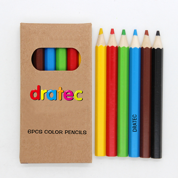 Custom Logo Wooden Mini Coloring Kit with 6 Color Pencils for Kids
