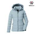 Chaqueta con aspecto de plumón y capucha.