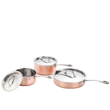 Copper Clad Cookware Set - OEM 3 Ply Copper Pot and Pan for Home Kitchens