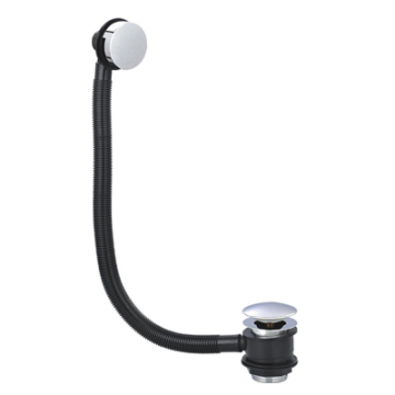 Brushed White Chrome Universal Bathtub Drain Set with Push Pull Stopper