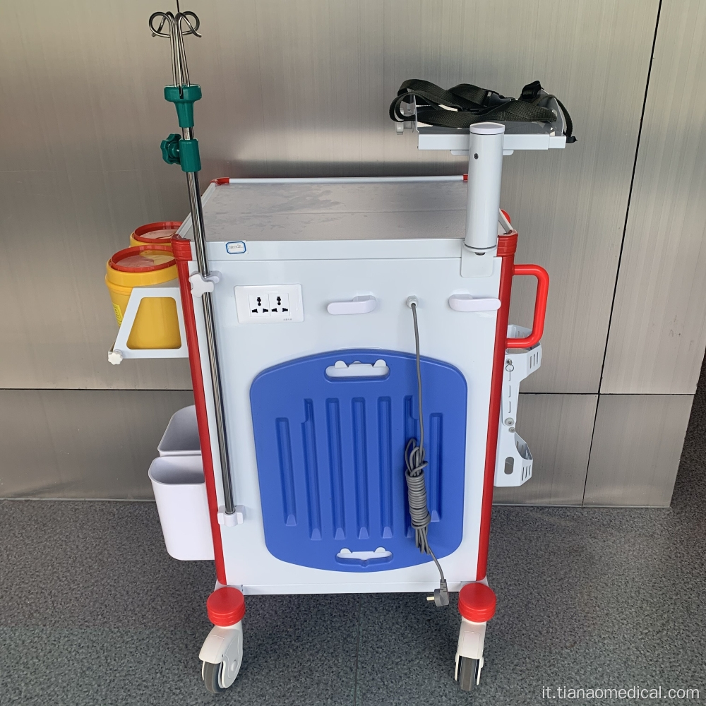 Carrello di emergenza per mensola defibrillatore regolabile per ospedale