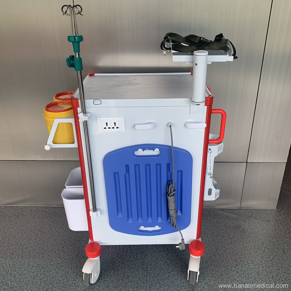 Hospital Adjustable Defibrillator Shelf Emergency Trolley