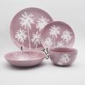 Prave de impressão rosa porcelana conjunto de utensílios de jantar de cerâmica