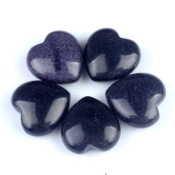 Blue Goldstone 30mm Love Heart Gemstone per la decorazione domestica fatta a mano