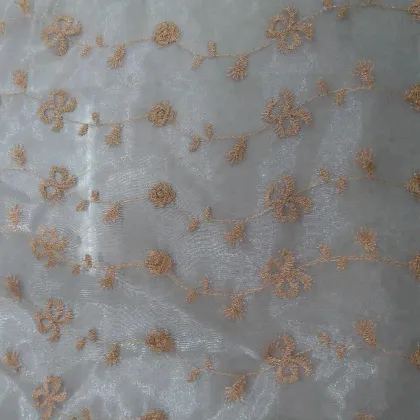 Cheap nylon embroidery flower design fabric on organza