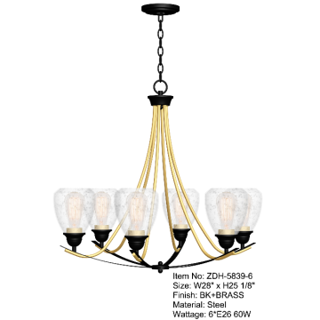 Indoor Decorative Glass Chandelier Pendant Lamp