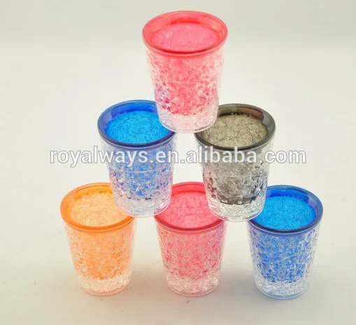 Promotional gifts plastic 2oz double wall freezable Gel shot glass