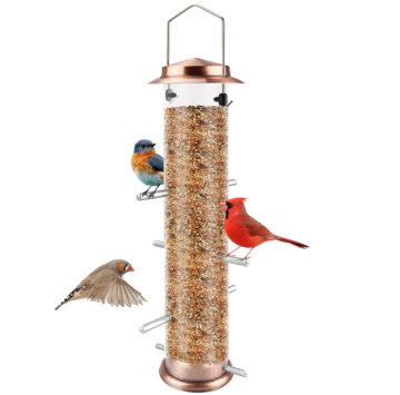 Comederos para pájaros al aire libre: alimentadores de semillas de cardo de metal colgantes con 8 puertos de alimentación, ideales para atraer a los pájaros de oro y otros pájaros