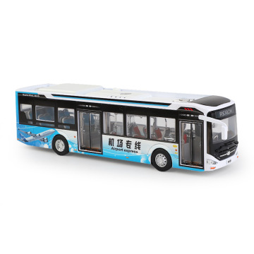 Diecast 1:42 Scale Airport Bus - Metal Simulation Car with Moveable Parts, Sounds, Light, and Openable Doors - Alloy Vehicle Toy Model