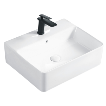 White Bathroom Countertop Basin With Tap Hole