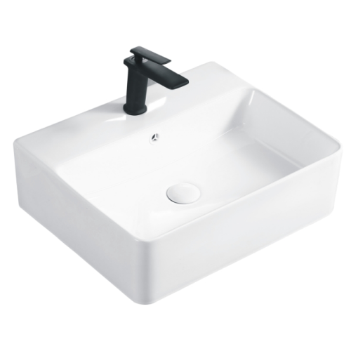 Rectangular Basin Bowl with Tap Hole White Bathroom Countertop Basin With Tap Hole Manufactory