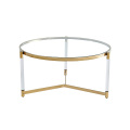 Mesa de café redonda con vidrio templado