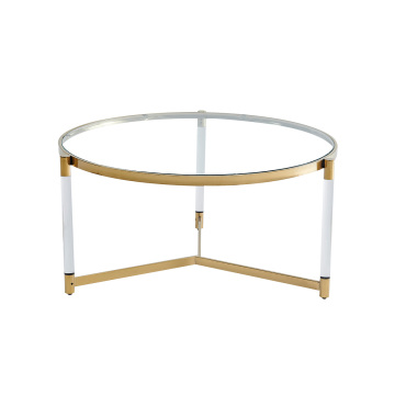 Mesa de café redonda con vidrio templado