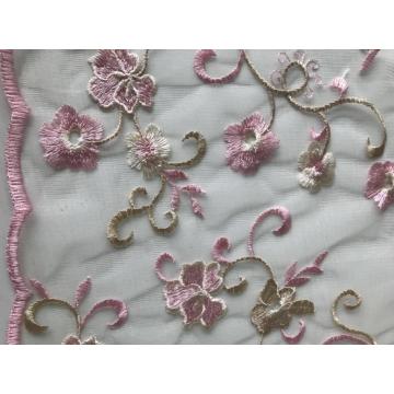 Floral Mesh Embroidery Scallop edge Fabric