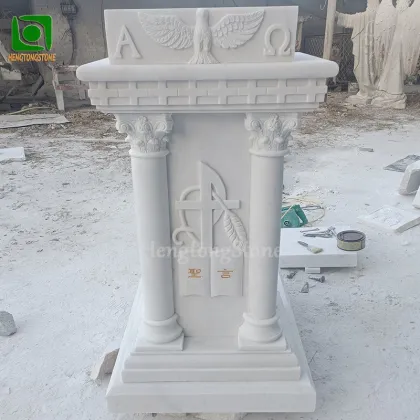 White Marble Religious Alter Sculpture Table