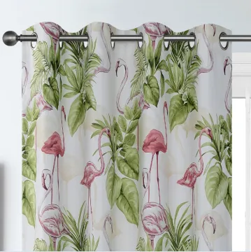 European Modern Design Printing Grommet Top Window Curtain and Sheer Curtain