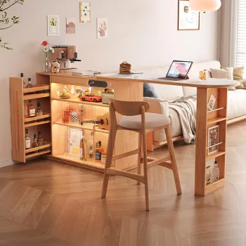 Hot Sell Solid Wood High Leg Narrow Bar Table Set for Cafe and Dining Room