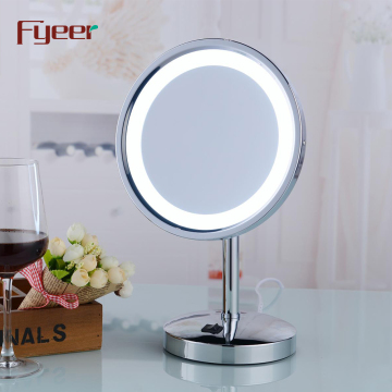 Fyeer 8 Inch Single Side Round LED Makeup Table Mirror