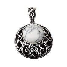 Howlite 20MM Cabochon Alloy Gemstone Pendant