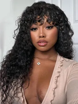 Curly Wig with Bangs 4x4 HD Lace
