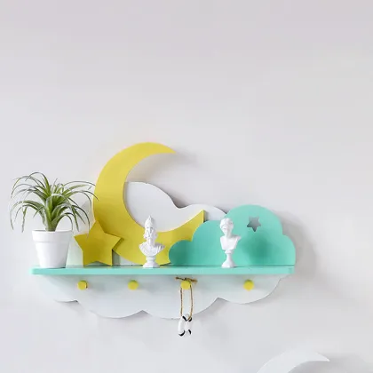 Floating Cloud and Moon Shelves for Wall-Mounted Living Room Furniture