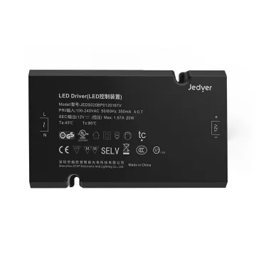 Anba Thin Driver Series 20W 24V 100-240V AC LED Driver JD 7.02 - Power Factor 0.7-0.9, IP20 Safety Rating