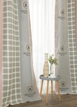 High-end Chenille Fabric Living Room Curtains with Blackout Geometric Patchwork Design