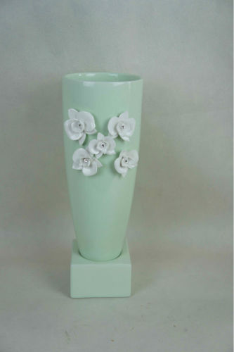 Ceramic flower vase with crystals from swarovski