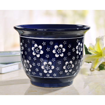 Tentera Laut Blue Glazed Pot hiasan untuk succulents