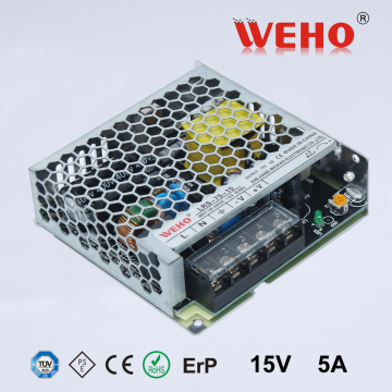 WEHO CE Rohs LRS-75-15 new design 30mm ultra thin smps full range input 75w 15v dc power supply
