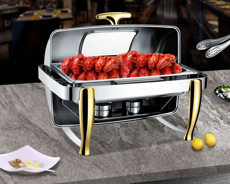 Stainless steel hot pot with visible lid