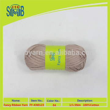 wholesale pure cotton ribbon yarn on 100gr balls