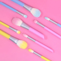 2022 Borong 9pcs Rainbow Candy Plastic Handle Cosmetic Brushes Harga Kilang
