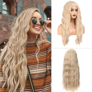 Women's Long Water Wave Wig Synthetic Ash Blonde Wigs Heat-Resistant  for Women Lolita  Cosplay Anime Natural Wig To Wear Daily