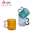 300ML Colorful Ear Glass Wave Coffee Cup Tumbler