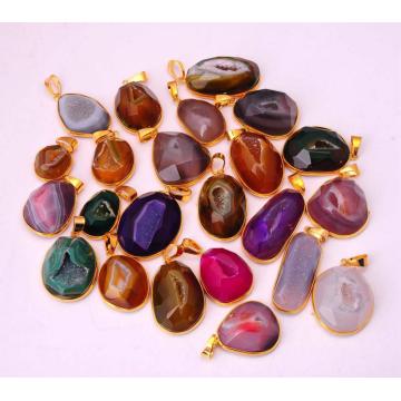 Semi Precious stone Purple agate Necklace pendant