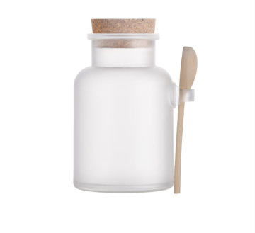 Empty Matte Plastic ABS Bath Salt Jars with Spoon and Wooden Cork - 100ml to 500ml